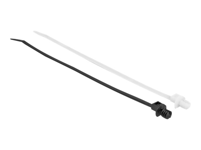 Delock Kabelbinder - mit Lamellenfuß - 20 cm - Schwarz, durchsichtig (Packung mit 100)