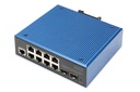 DIGITUS Industrieller 8+2-Port L2 managed Gigabit Ethernet PoE Switch