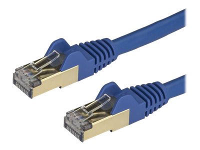 StarTech.com Startech 50cm CAT6A Ethernet Cable, 10 Gigabit Shielded Snagless RJ45 100W PoE Patch Cord, CAT 6A 10GbE STP Network Cable w/Strain Relief, Blue, UL Certified Wiring/TIA - Category 6A - 26AWG (6ASPAT50CMBL)