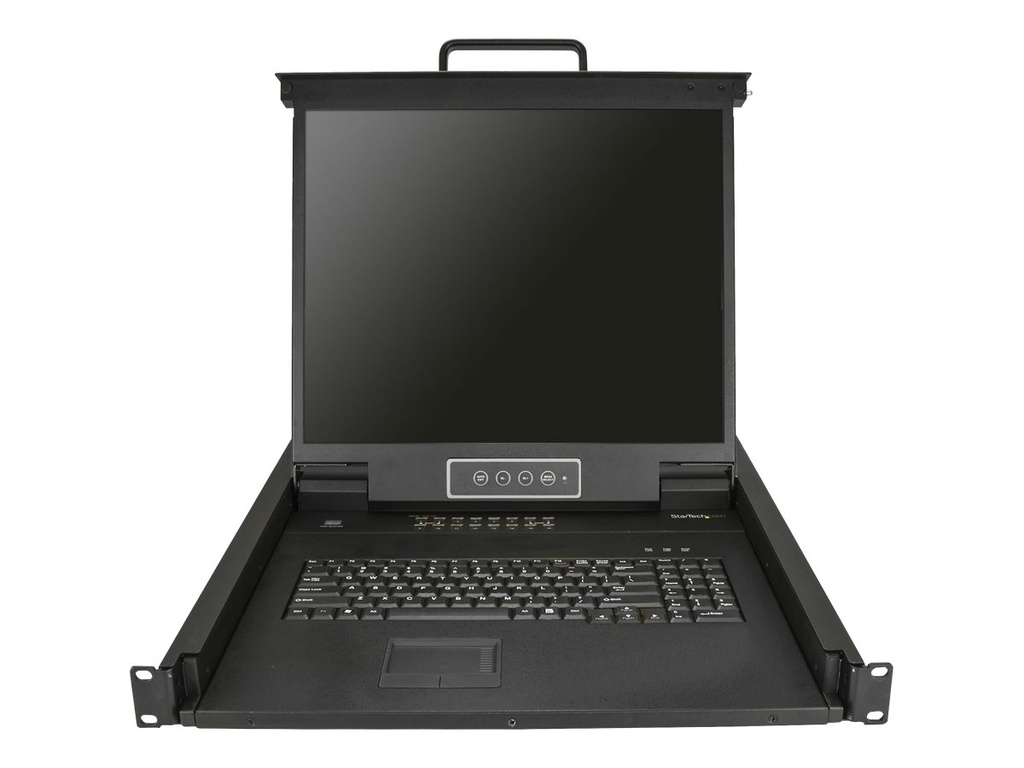 StarTech.com StarTech 16 Port Rack KVM Konsole mit 1,8 m Kabeln - US Tastatur(QWERTY), Integrierter KVM Switch mit 19" LCD Monitor - 1HE LCD KVM Konsole - OSD KVM - 50.000 MTBF - USB + VGA(RKCONS1916K) - KVM-Konsole mit KVM-Switch - 16 Anschlüsse - PS/2, USB - US - 48.3 cm (19")