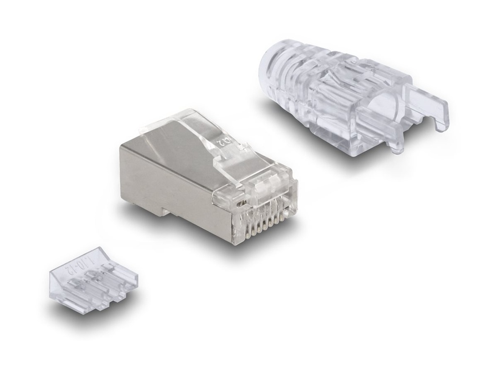 Delock RJ45 Modularer Stecker mit gebogener Rastnase Cat.6 und Knickschutztülle 50er - Kabel-/Adapterset - Netzwerk