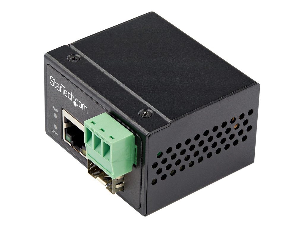 StarTech.com Industrial Media Converter - 100 Mbit/s Medienkonverter LWL Kupfer - Singlemode-/Multimode Glasfaser auf Kupfer Netzwerk - 12-56 V DC - IP-30/-40&deg;C bis 75&deg;C (IMC100MSFP)