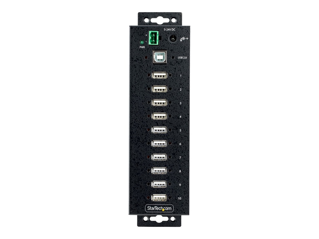 [USB210AIND-USB-A-HUB] StarTech.com 10-Port Industrial USB 2.0 Hub, Rugged USB Hub w/15kV Air/8kV Contact ESD Level 4 Protection, DIN/Wall/Desk Mountable USB-A Hub, Multiport USB Hub with Locking Ports - Metal Construction (USB210AIND-USB-A-HUB)