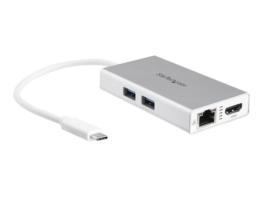 StarTech.com Startech USB-C Multiport Adapter - USB-C Reise docking station mit 4k HDMI - 60W Power Delivery Pass-Through, GbE, 2x USB-A 3.0 Hub - Tragbares Mini USB Typ-C Dock für Laptop - Weiß (DKT30CHPDW)