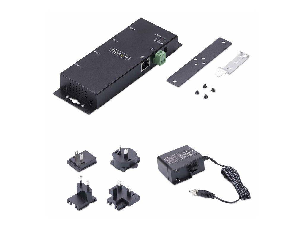 StarTech.com 4P Serial to Ethernet Adapter, IP LAN to RS232 DB9 Converter