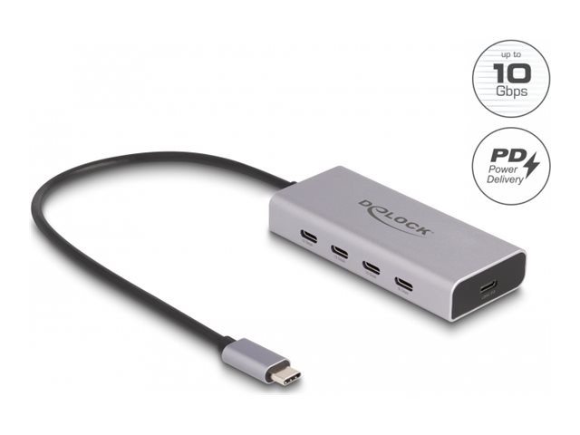 [64235] Delock Hub - 10 Gbps, PD 85W, mit 30 cm Anschlusskabel