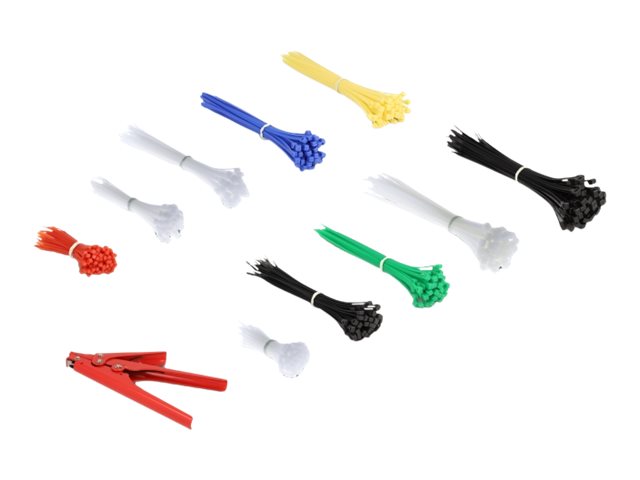 Delock Kabelbinder - Sortierbox mit Kabelbindern, verschiedene Farben - Schwarz, weiß, Blau, Gelb, Rot, grün (Packung mit 600)