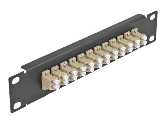 Delock Patch Panel - Schrankmontage - LC Duplex MM X 12 - Schwarz, beige - 1U - 25.4 cm (10")