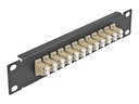 Delock Patch Panel - Schrankmontage - LC Duplex MM X 12 - Schwarz, beige - 1U - 25.4 cm (10")
