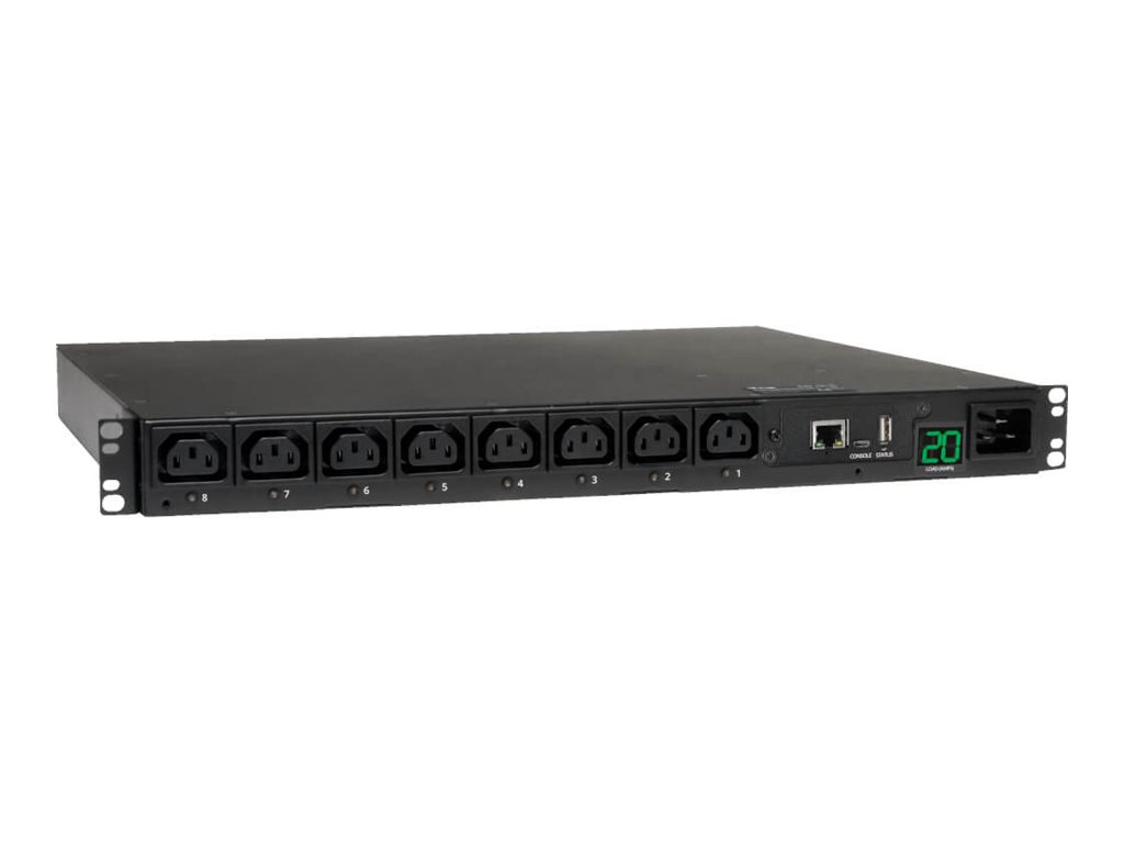 Eaton 3.7kW Single-Phase 208/230V Switched PDU - LX Platform, 8 C13 Outlets, C20 Input with L6-20P Adapter, 2.4m Cord, 1U Rack-mount, TAA - Horizontal rackmount - Stromverteilungseinheit (Rack - einbaufähig)