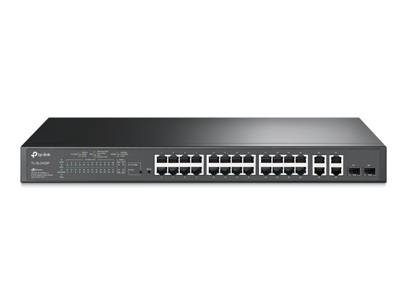 TP-LINK JetStream TL-SL2428P V6.6 - Switch - L3 - Smart - 24 x 10/100 + 2 x Kombi-Gigabit-SFP - an Rack montierbar - PoE+ (250 W)