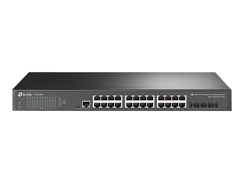 TP-LINK JetStream 24-Port Gigabit L2+ Managed Switch mit 4 10GE SFP+ Slots - Managed - L2+/L3 - Gigabit Ethernet (10/100/1000) - Rack-Einbau - 1U