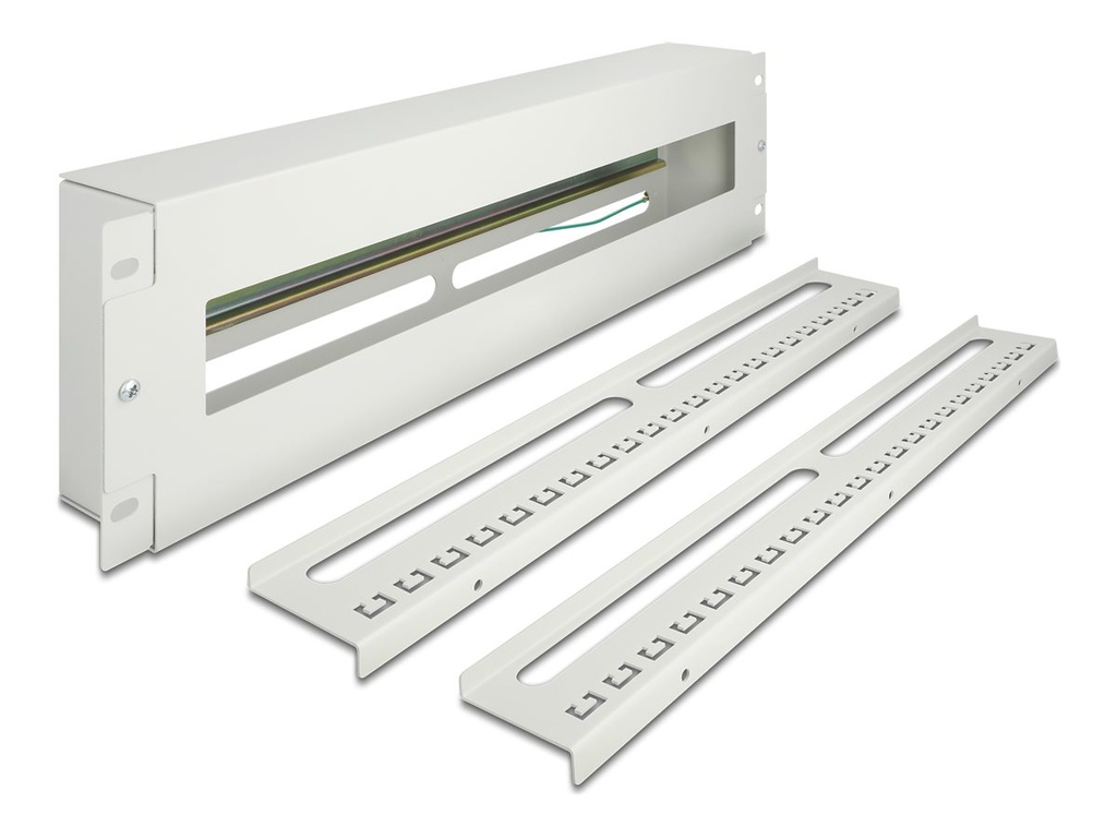 Delock Rack-Schiene mit Schutzschalter - DIN schienenmontierbar - Grau - 3U - 48.3 cm (19")