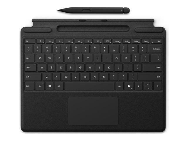 Microsoft Surface Pro Keyboard - Tastatur - mit Trackpad, Beschleunigungsmesser, Surface Slim Pen 2 Ablage- und Ladeschale - QWERTY - Englisch - Schwarz - mit Slim Pen 2 - für Microsoft Surface Pro 8, Pro 8 for Business, Pro 9, Pro 9 for Business, Pro 10 for Business, Pro (11th Edition)