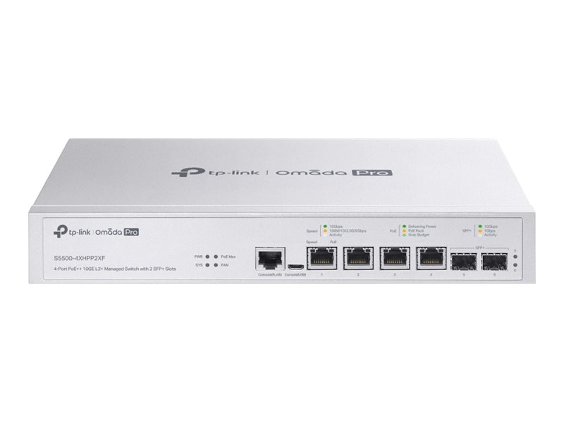 TP-LINK Omada Pro S5500-4XHPP2XF V1 - Switch - L2+ - managed - 2 x 10 Gigabit SFP+ + 4 x 100/1000/2.5G/5G/10G (PoE++)