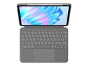 Logitech Combo Touch - Tastatur und Foliohülle - mit Trackpad - hintergrundbeleuchtet - Apple Smart connector - QWERTZ - Schweiz - Oxford Gray - für Apple 11-inch iPad Air (M2, M3)