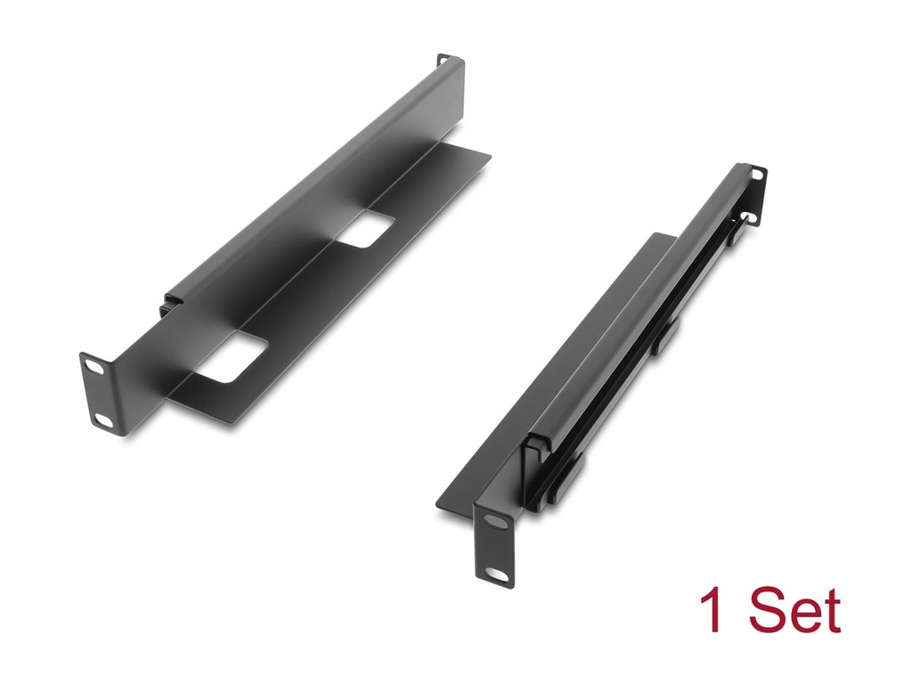 Delock Rack Bracket - einstellbare Länge 368 - 600 mm - Seite - Schwarz - 1U - 48.3 cm (19")