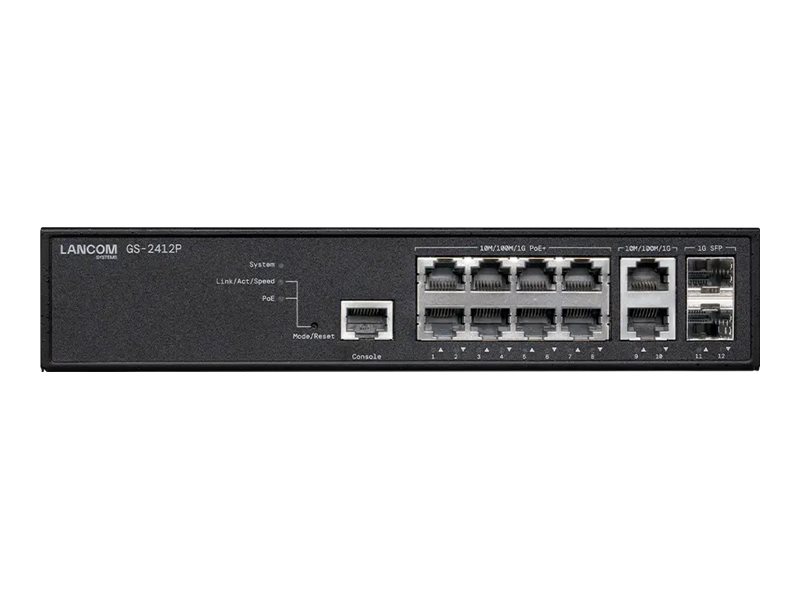Lancom GS-2412P - Switch - managed - 8 x/1000 PoE++ 2 1 Gigabit SFP+ 2 - Switch - 24 Gbps