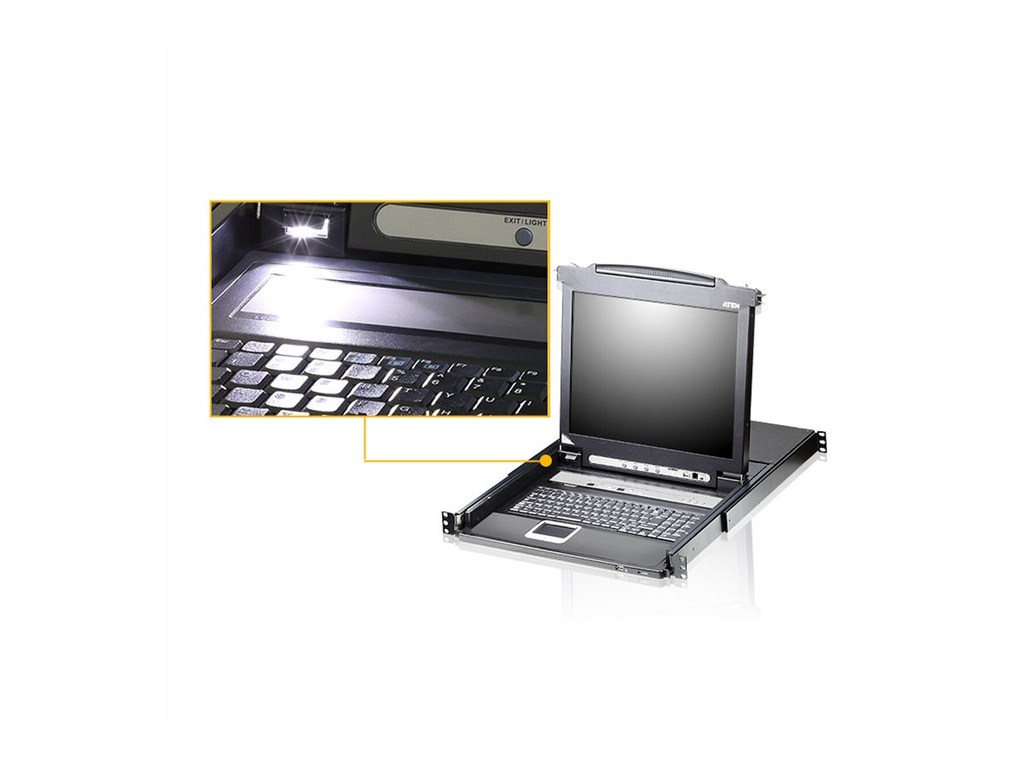 ATEN Slideaway CL5708MW - KVM-Konsole mit KVM-Switch - 8 Anschlüsse - PS/2, USB - German QWERTZ - 43.2 cm (17")