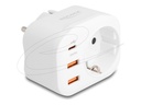 Delock Socket splitter - mit Kindersicherung - Wechselstrom 100-240 V - 4000 Watt - Eingabe, Eingang power CEE 7/7 - Ausgangsanschlüsse: 1 (power CEE 7/3, 2 x 24-poliger USB-C (PD)