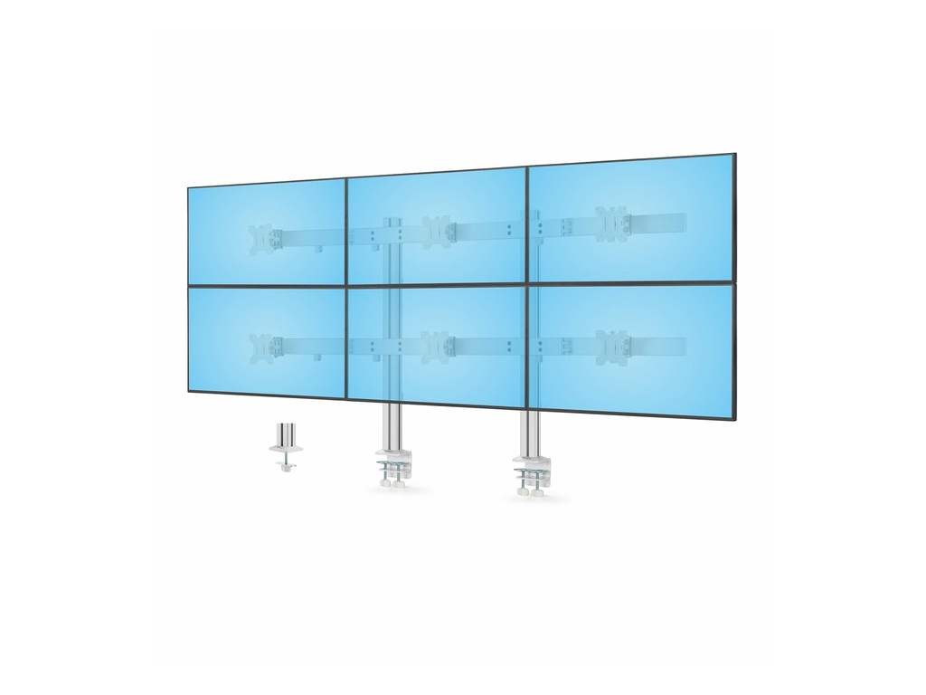 StarTech.com Six-Monitor Desk Mount w/ Crossbar, Up To 32" Screens/17.6lb - Befestigungskit - für 6 LCD-Displays - Säule, dual - Stahl, Kunststoff - weiß - Bildschirmgröße: 43.2-81.3 cm (17"-32")