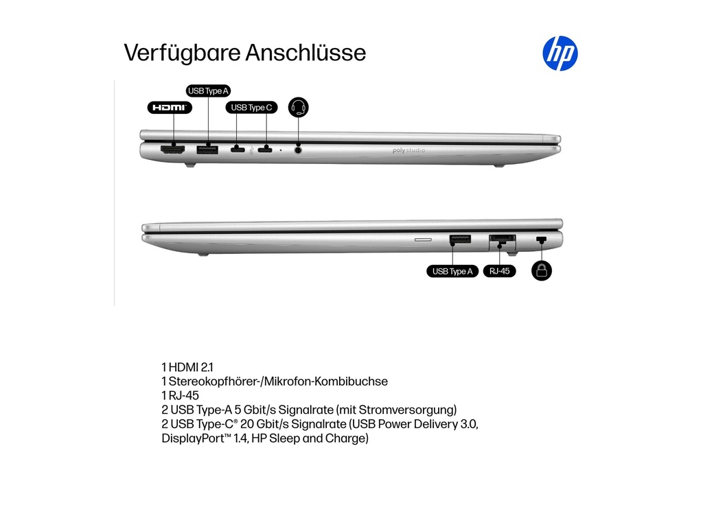 HP ProBook 4 G1i Notebook AI - 177-Grad Scharnierdesign - Intel Core Ultra 5 225U / 1.5 GHz - Win 11 Pro - Intel Graphics - 24 GB RAM - 512 GB SSD NVMe - 40.6 cm (16")