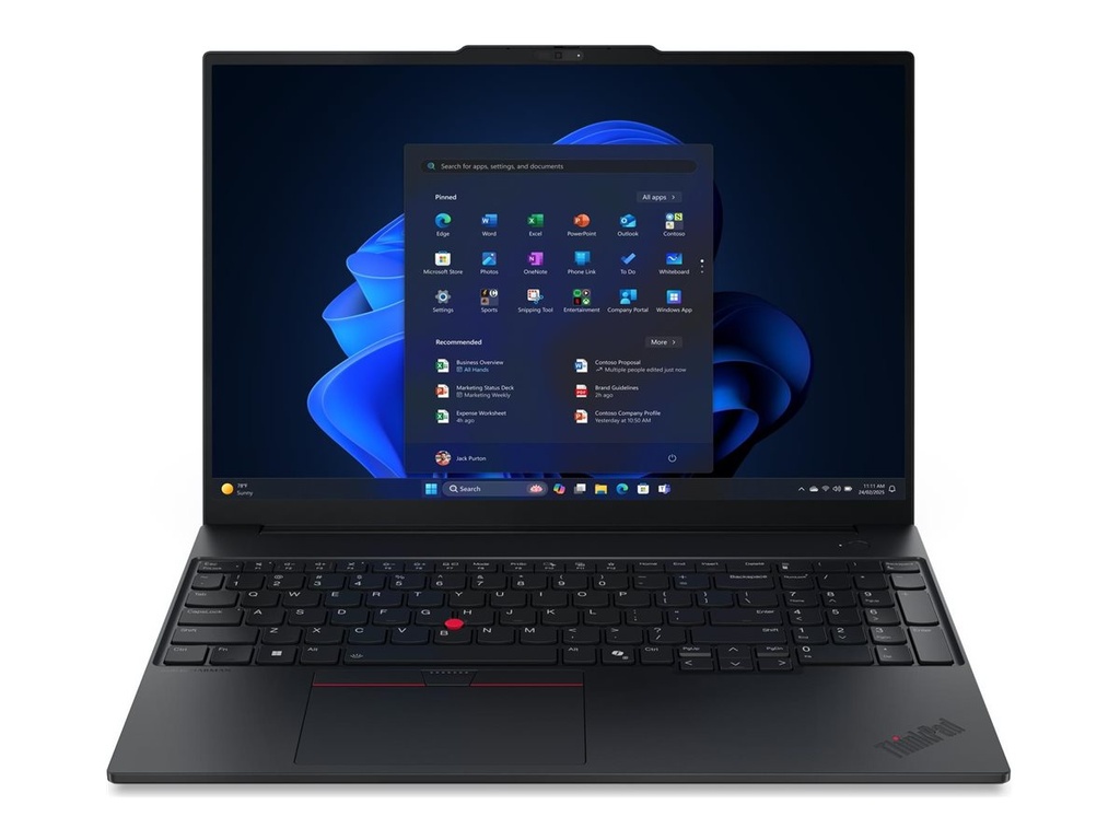 Lenovo ThinkPad E16 Gen 3 21SR - 180°-Scharnierdesign - Intel Core Ultra 5 225U - Win 11 Pro - Intel Graphics - 32 GB RAM - 512 GB SSD TCG Opal Encryption 2, NVMe - 40.6 cm (16")