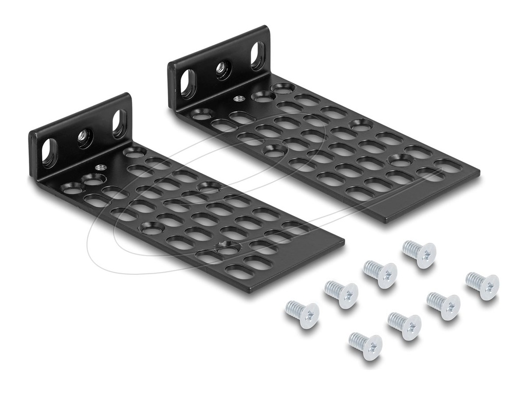 [67281] Delock Halterung - Universal - Rack montierbar - Schwarz - 1U (Packung mit 2 Stück)