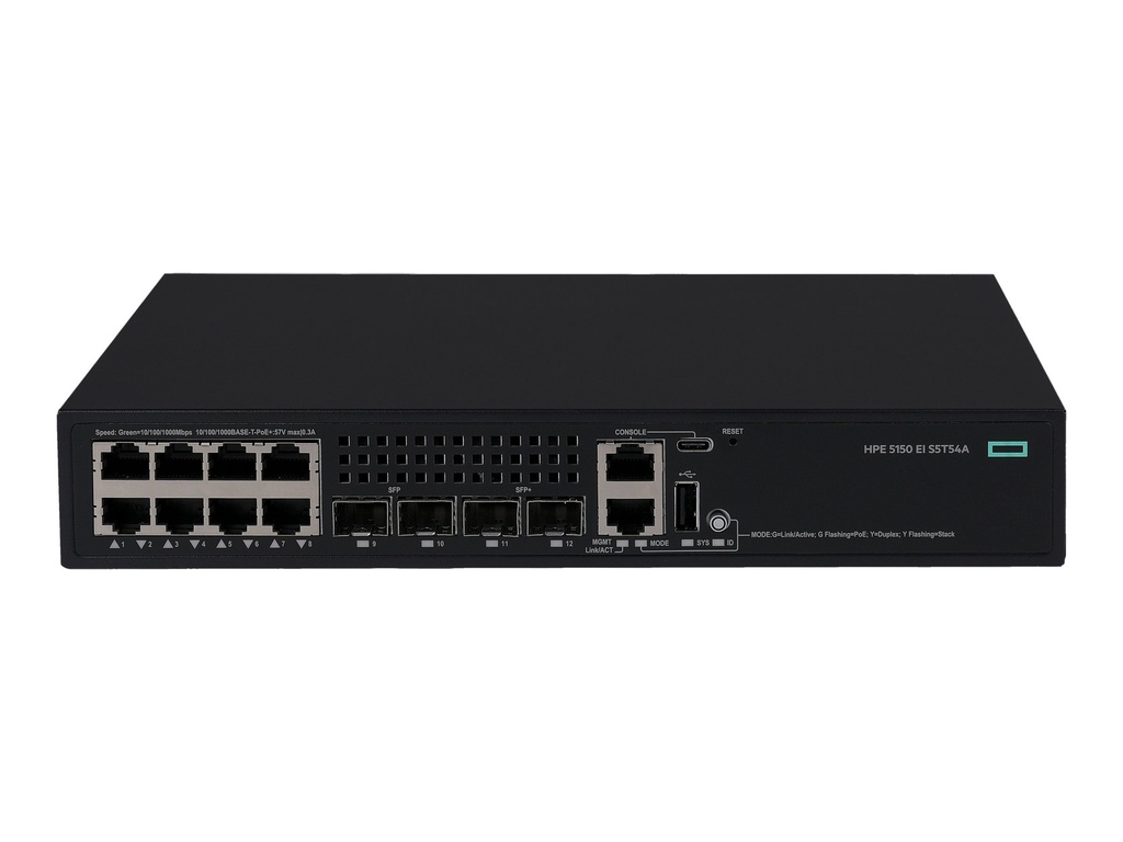 HPE Networking Comware 5150EI 8p 10M/100M/1G PoE+ 2p SFP 1G 2p SFP+ 1G/10G Switch - Switch - L3 - managed - 8 x 10/100/1000Base-T (PoE+)