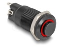 Delock Schalter mit Taste - 4 x solder connection, 12 mm, 12V, led red ring