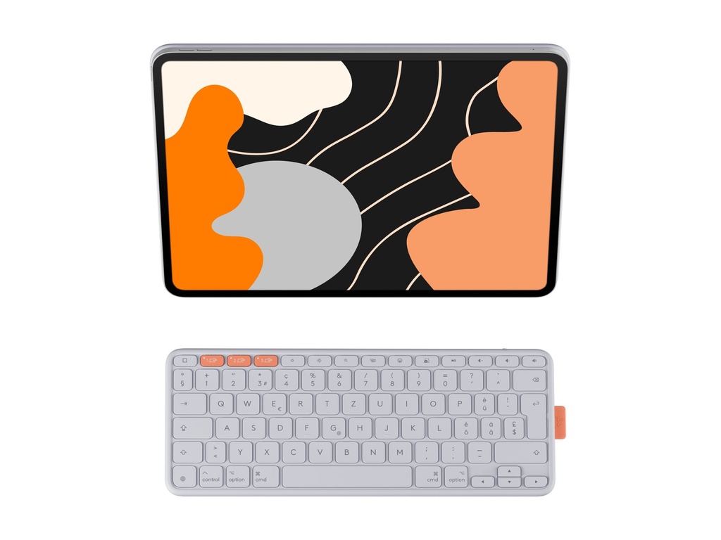 Logitech Flip Folio - Tastatur und Foliohülle - full size - kabellos - Bluetooth - QWERTZ - Schweizerisch - Pale Gray - für Apple 13-inch iPad Air (M2, M3)