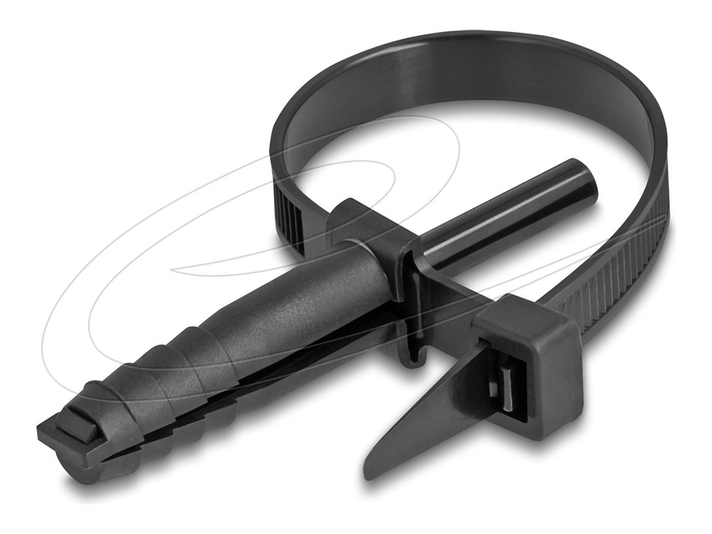Delock Kabelbinder - mit Dübel - geeignet für Wandmontage - 15 cm - Schwarz (Packung mit 100)