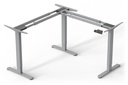 DIGITUS Elektrisch höhenverstellbares Tischgestell, 90° L-Form, Triple-Motor, 2-Stufen, Grau
