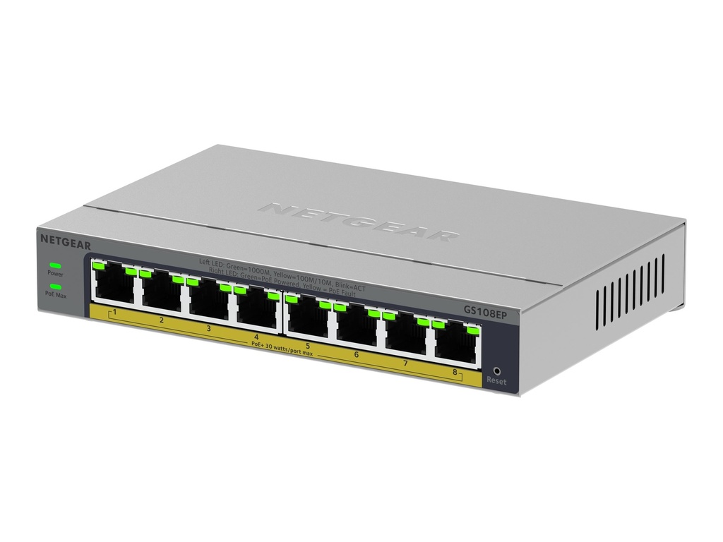 Netgear Easy Smart GS108EP - Switch - L3 - Smart - 8 x 10/100/1000 (PoE+)