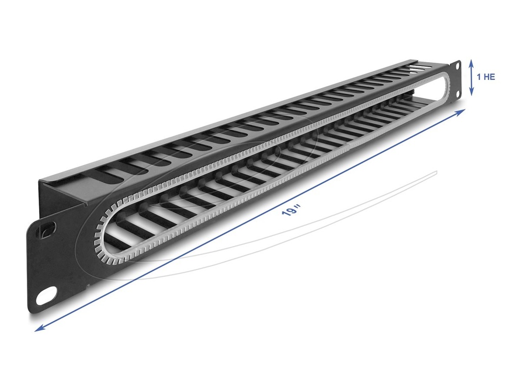 [67277] Delock Kabelmanagement-Panel - Schwarz, RAL 9005 - 1U - 48.3 cm (19")