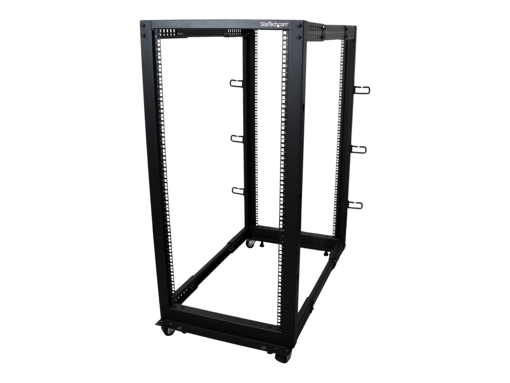 StarTech.com Open Frame Rack 25HE - 4 Pfosten Serverschrank - 58 cm - 104 cm tiefenverstellbar mit Rollen / Nivellierfüße und Kabelverwaltung (4POSTRACK25U)