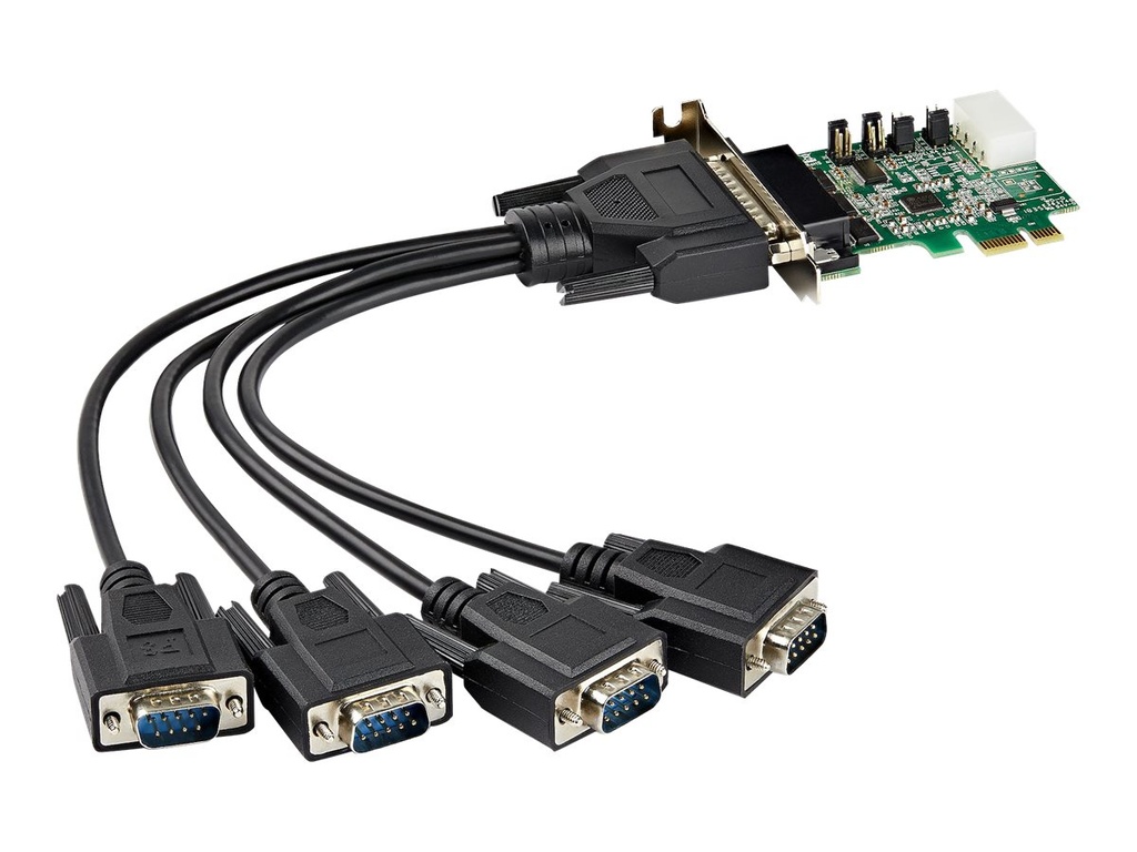 StarTech.com Startech 4 Port Serielle PCI Express RS232 Adapter Karte - PCIe Serielle Host Controller Karte - PCIe zu Seriell DB9 - 16950 UART - Niedrig Profil Erweiterungskarte - Windows & Linux (PEX4S953LP)