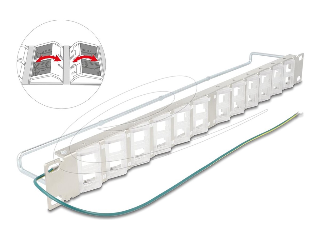 Delock Patchpanel (Blindblech) - neigbare Steckdosen, mit Zugentlastung - Rack montierbar - Silber - 1U - 48.3 cm (19")