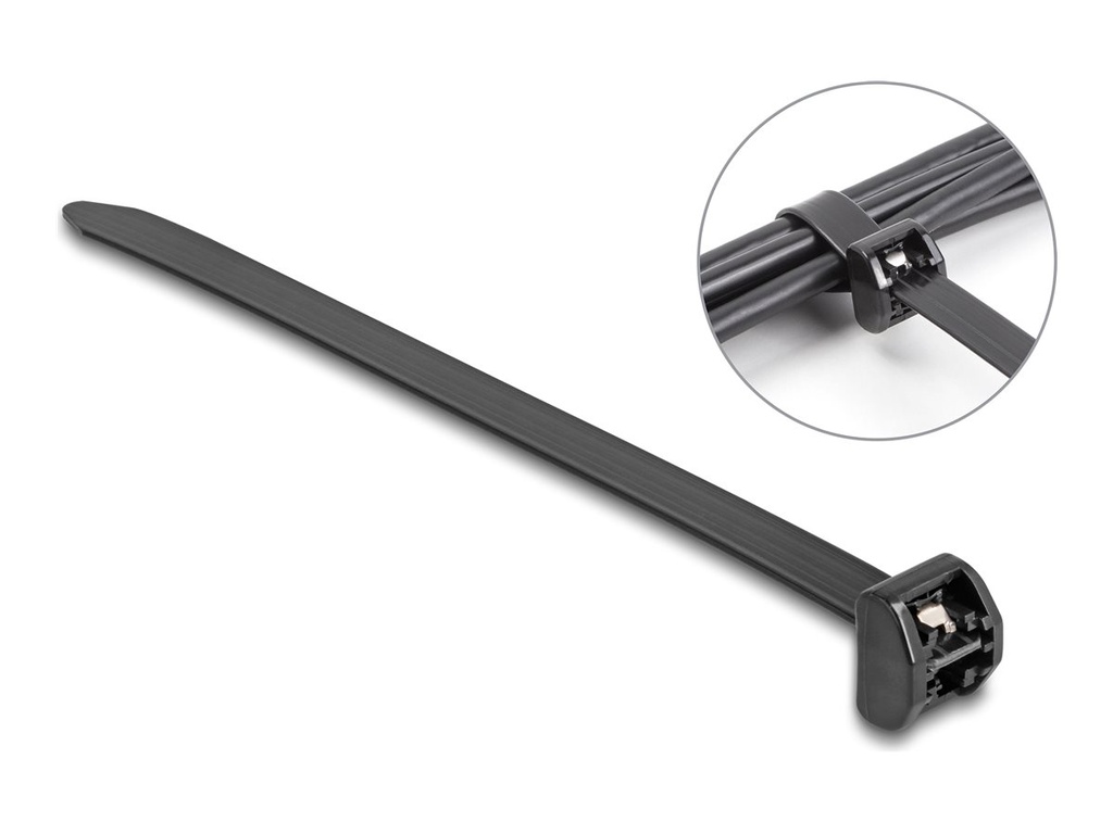 Delock Kabelbinder - mit Metalllasche - 34.3 cm - Schwarz (Packung mit 10)