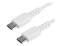 StarTech.com StarTech 1m USB C Charging Cable, Durable Fast Charge & Sync USB 2.0 Type C to USB C Laptop Charger Cord, TPE Jacket Aramid Fiber M/M 60W White, Samsung S10, S20 iPad Pro MS Surface - Heavy Duty and Rugged - USB-Kabel - USB-C (M)