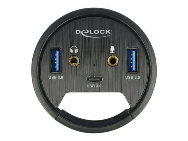 Delock In-Desk Hub - Hub - 2 x USB 3.2 Gen 1 + 2 x Audio + 1 x USB-C 3.2 Gen 1