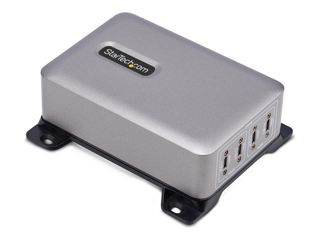 StarTech.com Startech 4-Port USB-C Charger, 240W Total, Single Port 140W EPR - Netzteil - mit Oberflächenmontagehalterung - 240 watt - 5 A - Power Delivery 3.1 - 4 Ausgabeanschlussstellen (USB-C)