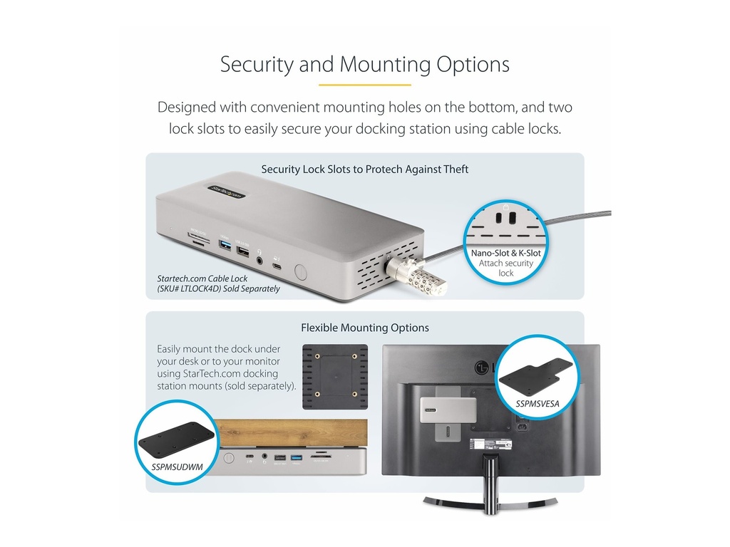 StarTech.com Thunderbolt 4 Multi-Display Docking Station, Quad/Triple/Dual Monitor Dock, 2x HDMI/2x DisplayPort, 7x USB Hub, 2.5 Gigabit Ethernet, 98W Power Delivery, for Windows/MacBook - TB4 Host Cable (132UE-TB4USB4DOCK)