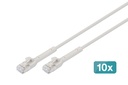 DIGITUS CAT 6A F-FTP abwinkelbares Patchkabel, Kupfer, 2 m, grau, 10 Stück
