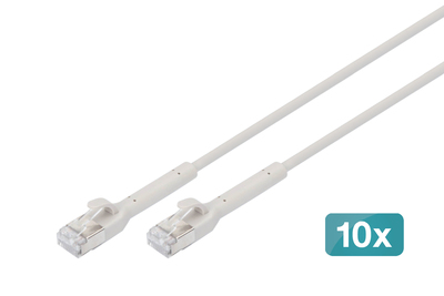 DIGITUS CAT 6A F-FTP abwinkelbares Patchkabel, Kupfer, 5 m,  grau, 10 Stück