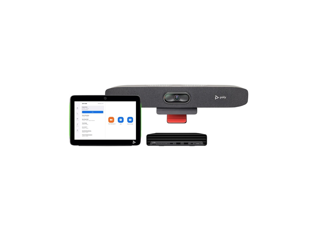 Poly HP Poly Studio Small Room Bundle - Für Zoom Rooms - Kit für Videokonferenzen (Poly TC10 Touchcontroller, HP Mini Conferencing PC, Poly Studio R30 video bar)