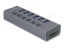 Delock Hub - 5 Gbps, mit Schalter, SD/Micro SD Slot