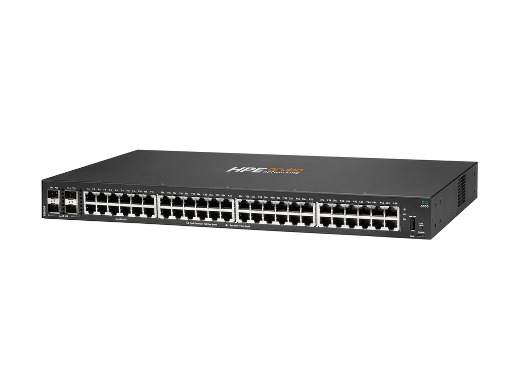 HPE Aruba Networking CX 6000 48p 10M/100M/1G 4p SFP 1G Switch - Switch - managed - 48 x 10/100/1000 + 4 x Gigabit SFP (Uplink)
