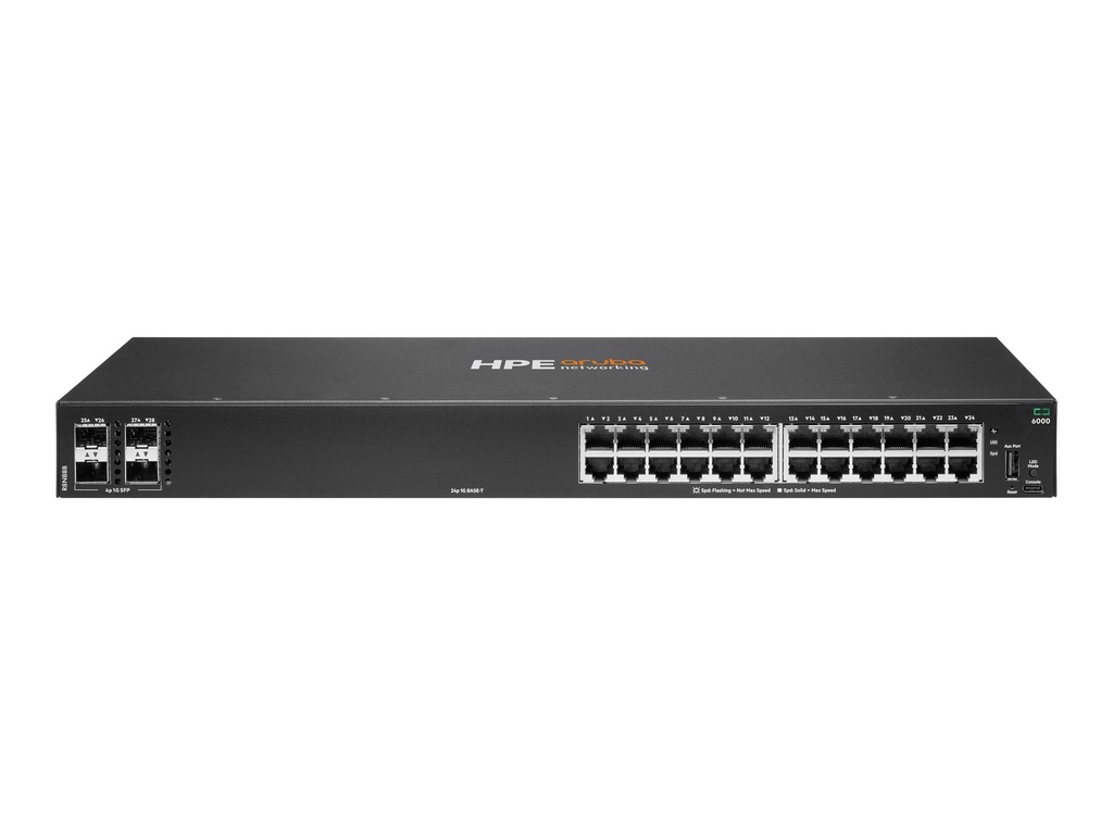 HPE Aruba Networking CX 6000 24p 10M/100M/1G 4p SFP 1G Switch - Switch - managed - 24 x 10/100/1000 + 4 x Gigabit SFP (Uplink)