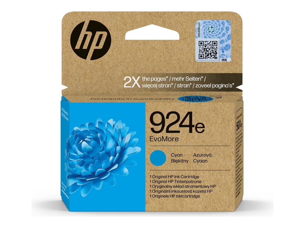 [4K0U7NE#LS1] HP 924e EvoMore Cyan Original - Original - Tintenpatrone